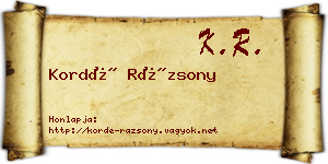 Kordé Rázsony névjegykártya